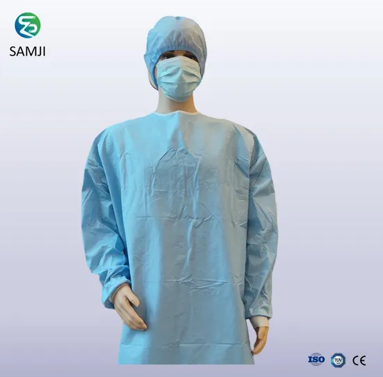 Blue Wood Pulp Surgical Gown Disposable Sterile Surgical Gown with ISO Certificated