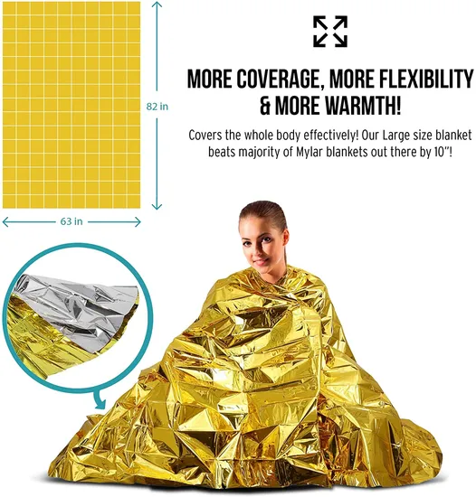 First Aid Devices Reflect 90% Body Heat Thermal Foil Silver Survival Mylar Outdoor Medical Equipment Emergency Rescue Blanket