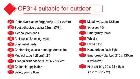 Op314 First Aid Kit EVA Hard Red Medical Bag for Home Health Camping Outdoor