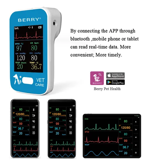 Am6200 Mini Veterinary Monitor Vet Blood Pressure, Blood Oxygen, ECG, Temperature for Pet Monitor