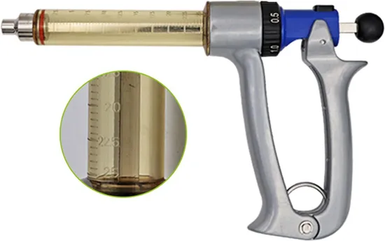 25ml 50ml Livestock Semi-Automatic Adjustable Continuous Veterinary Syringe for Cattle Goat Pig