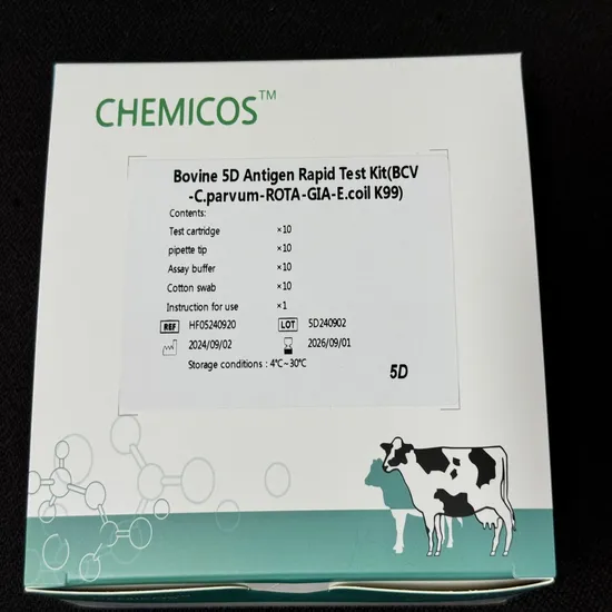 Cow Cattle Bovien 5D Bcv, Gia, Rota, Cry, E. Coli Antigen Diarrhea Detection Rapid Test