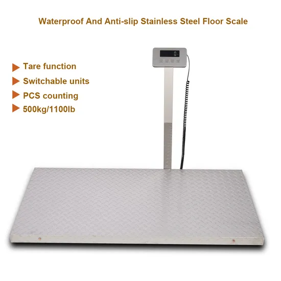 Stainless Steel Digital Floor Platform Scale Animal Weight Scale 500kg with Rechargeable Battery