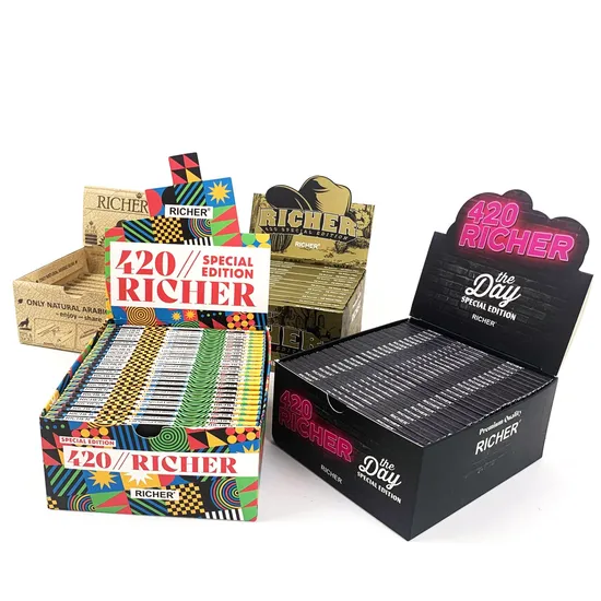 Top Seller Multi Color Rizzla 100g Kingsize Rolling Papers/Full 50booklets Paper Box Rolling Smoking Papers