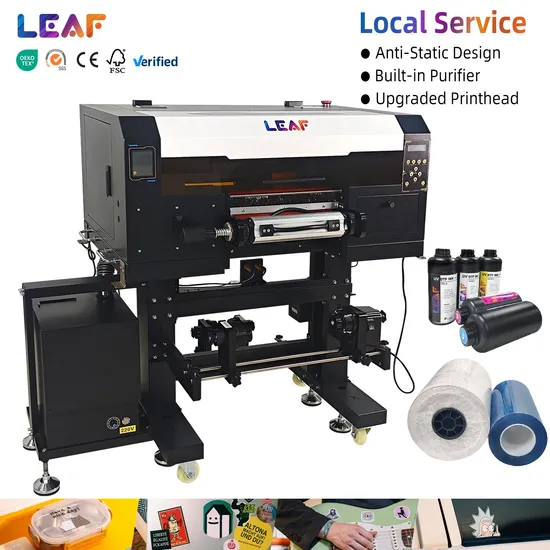Leaf Hot Selling 30cm UV DTF Printer with Double XP600 for Plastic Key Chains Trophies Cup
