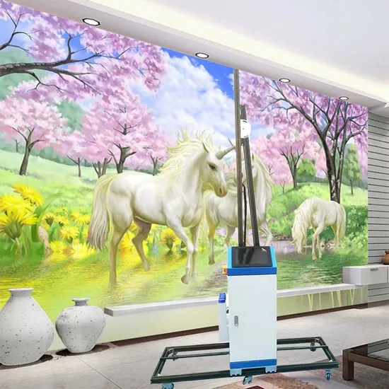 3D 5D 6D Effect Vertical Wall Art Inkjet Printer Direct to Wall Painting Printing Machine Portable Automatic Move by Wheel