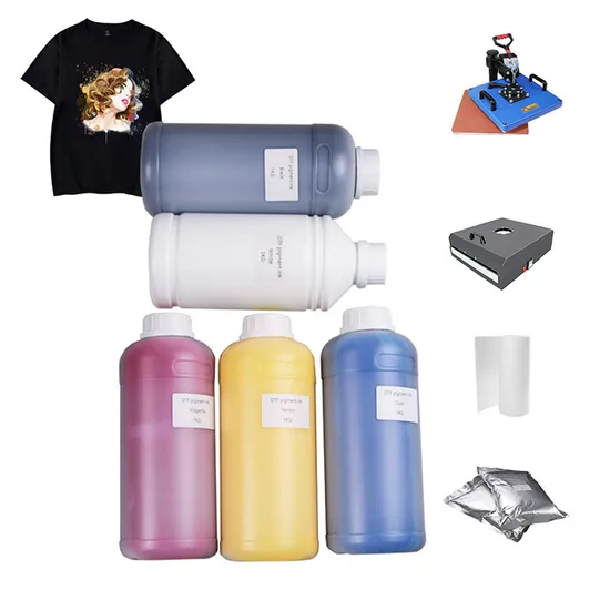 500ml 1000ml Dtf Ink 5 Colors Textile Pet Film Direct Transfer Film Hot Melt Powder Film Dtf Ink for Epson Dtf Printing