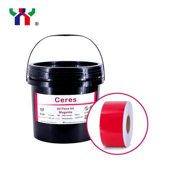 High Quality Ceres Strong Adhesive Force UV/LED Flexo Printing Ink for Paper and Label Printing (PP, PET materials) , Color Magenta