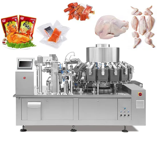 Automatic Vacuum Premade Pouch Tuna Filling Machine Rotary Vacuum Packing Machine