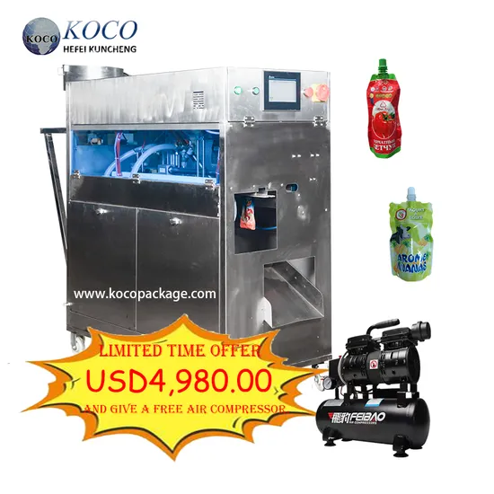 Koco Custom Liquid Filling Machine Drink Juice Laundry Stand up Doypack 200ml Pouch with Spout for Juice and Yogurt Products