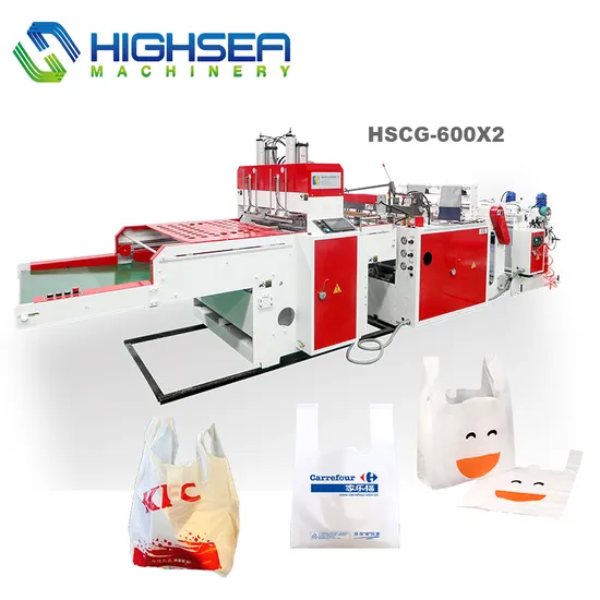 PLA Pbat HDPE LDPE Polyethylene Biodegradable Compost Plastic Custom Printing Recycled Materials Vest Supermarket Packaging Shopping T-Shirt Bags Making Machine