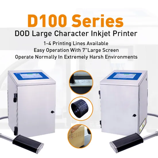Docod Dod Large Character White Inkjet Printer D100 32dots No-Clean Batch Coding Printing Machine for Pouch Box