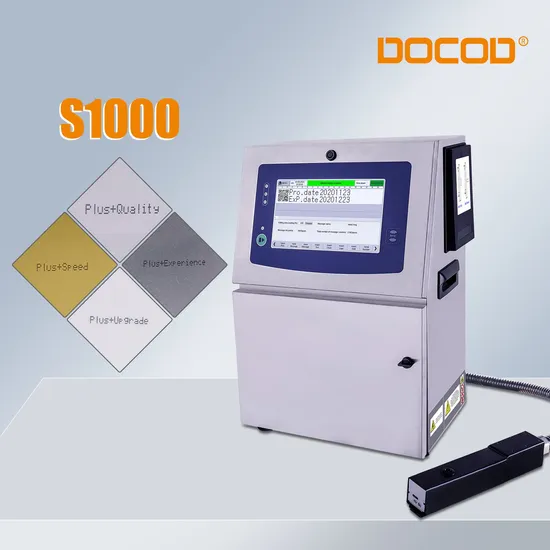 Custom Docod S1000 Series Continuous Small Character Inkjet Printer Videojet Cij Barcode Date DOT Matrix Coding Machine Impressora a Jato De Tinta