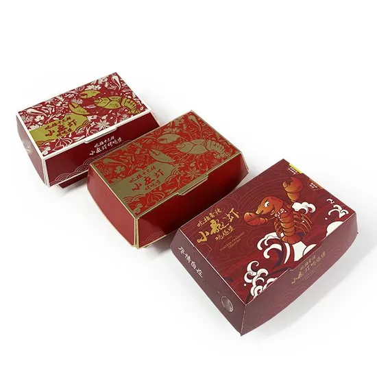 Custom Cmyk Recycled Containers Take Away Food Burger Hamburger Box Packaging Cheesecake Paper Boxes