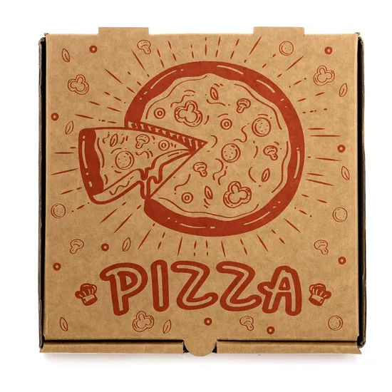 10 12 14 16 Inch Eco Friendly Food Grade Custom Printed Kraft Paper Packing Packaging Corrugated Pizza Box with Logo
