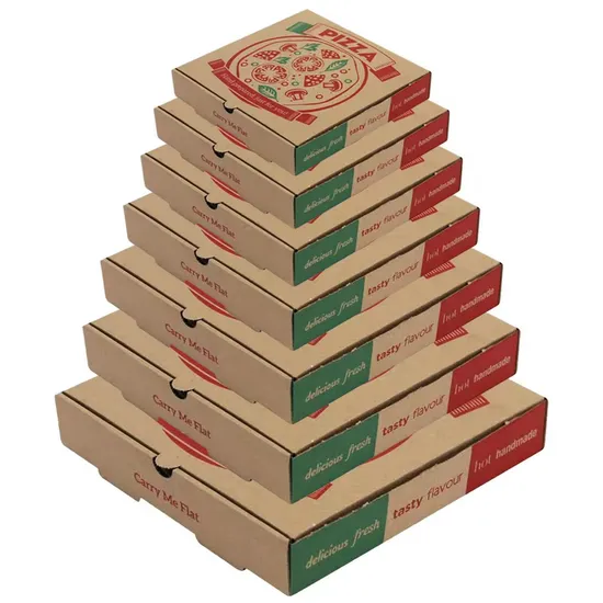 Goods in Stock Wholeasale Cheap Price Corrugated Kraft 8-12 Inch Pizza Box Food Packaging Box Pizza Packing Box with Disposable Lock