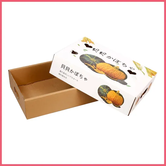 Custom Printed Corrugated Paper Cherry Grape Lemon Ginger Dates Pear Orange Apple Lemon Mango Fruit Vegetable Pumpkin Gift Packaging Packing Carton Box with Lid