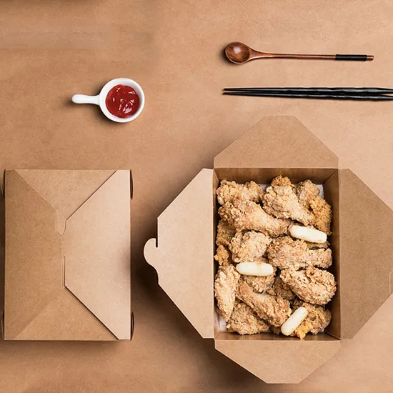Custom Food Take Away Food Grade Brown Kraft Paper Lunch Box