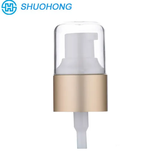 24/410 Plastic Serum Pump with as Overcap, Plastic PP Matte Gold Cream Pump