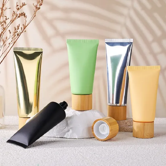 50ml 80ml Eco-Friendly PCR Plastic Tube Bamboo Screw Cap Cosmetic Tube Package