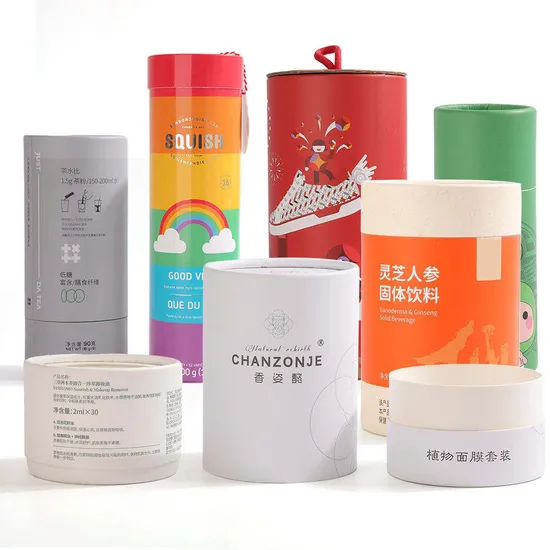 Custom Cosmetic Perfume Cylindrical Cardboard Round Cylinder Packaging Box Kraft Paper Tube