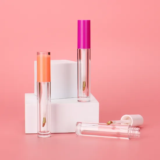 Custom Luxury Recyclable Clear PETG Liquid Lipstick Lip Gloss Tube Container with Metal Applicator