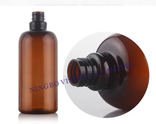 16 Oz Amber Boston Round Pet Bottle with Screw Cap