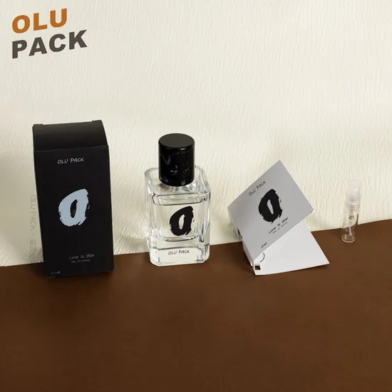Custom Logo Print Square Refillable Cologne Sprayer Perfume Glass Bottle with Paper Box