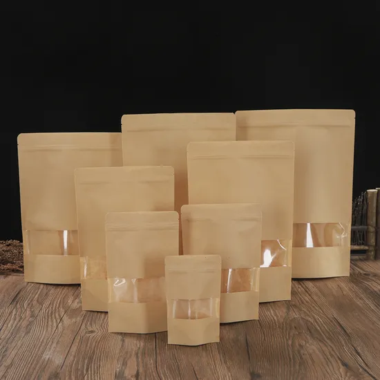 Brown Kraft Paper Bag Doypack Pouches for Food