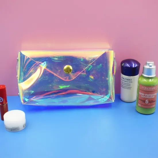 OEM Holographic Makeup Bag Clear Transparent Iridescent Cosmetic Bag