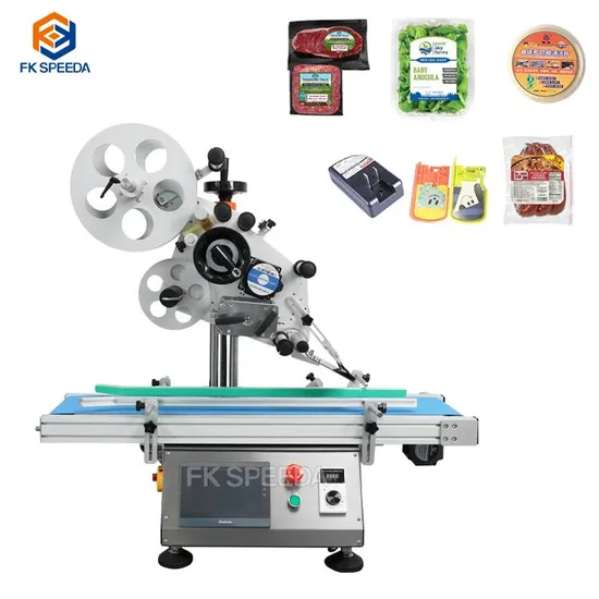 Plastic Pouch Bag Book Flat Surface Bottle Automatic Labeling Sticking Machine for Stand up Pouches Cosmetics Labeler