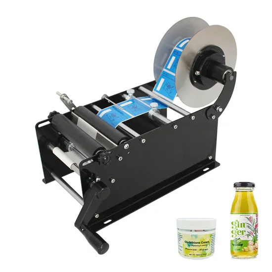 Hzpk Simple Manual Labeling Machine Round Bottle Adhesive Sticker with Handle Labeling Machine Wine Bottle Small Packing Machine in Stock