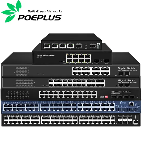 8/16/24/48 Ports 10/100/1000Mbps Poe Switch with 6 10g Uplink L3 Managed Switch