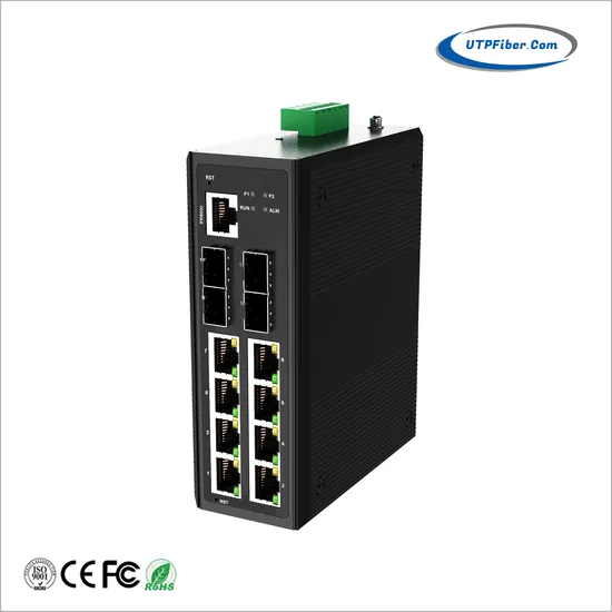L3 DIN-Rail Industrial 8-Port 10/100/1000t 802.3at Poe + 4-Port 1g/10g SFP+ Managed Ethernet Switch