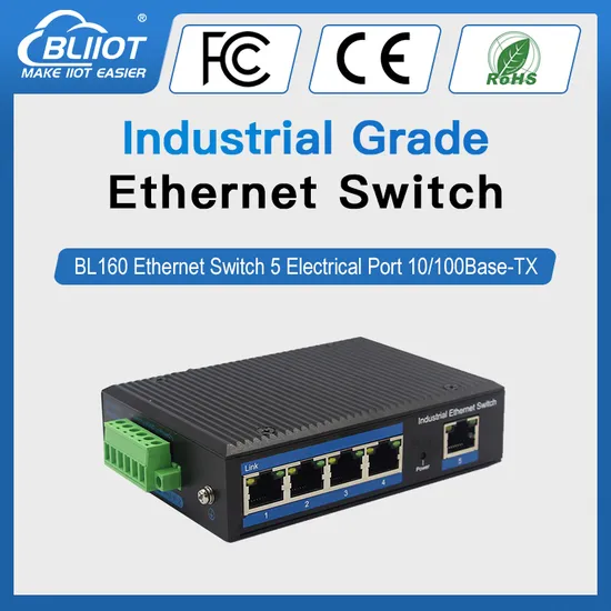 BL160G Ethernet Switch Din Rail Mount Ethernet Switch Wall Mounts Included