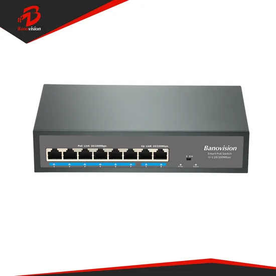 Banovision Poe Switch 4 8 16 24 48 Ports 10/100m & Gigabit Unmanaged 52V Ethernet Fiber Switch Poe IEEE802.3af/at Suitable CCTV, NVR