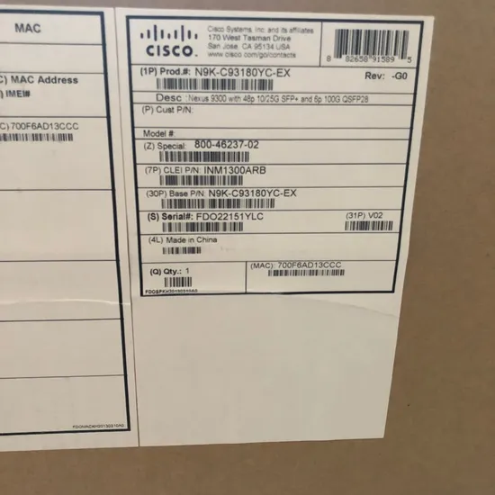 Brand New Cisco N9K Series 48-Port Switch N9K-C93180yc-Ex