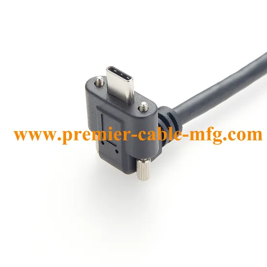 Dual Screw Locking USB 3.1 Type C Male Cable Right Angle