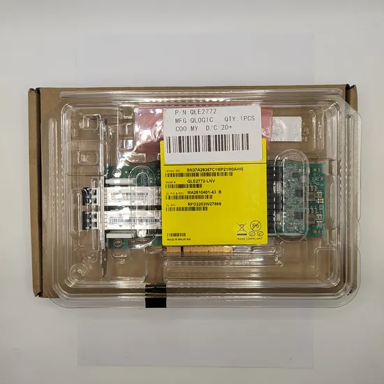 Original Configuration Hba Qlogic-Qle2772 32g FC Pcie 4.0 X8 Dual Port with 32gfc SFP+ Host Bus Adapter Emulex Hba Card Lpe2772