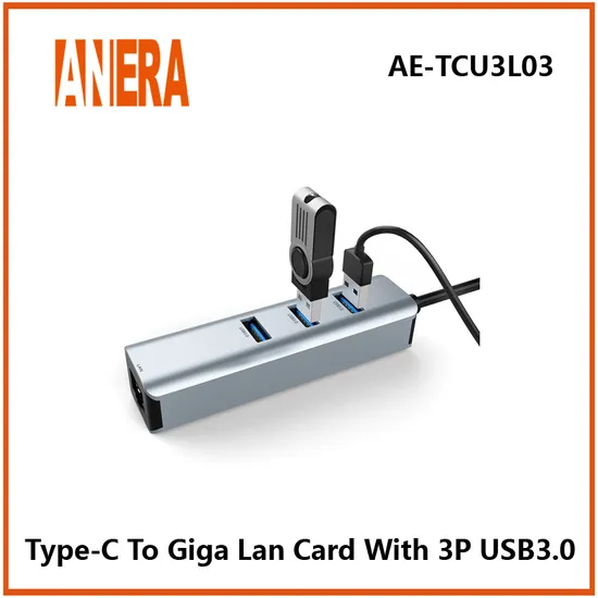 New Style High Speed Multifunctional Type-C to Ethernet Adapter RJ45 Gigabit LAN Card Network Card Adapter with 3 Port USB3.0 Hub