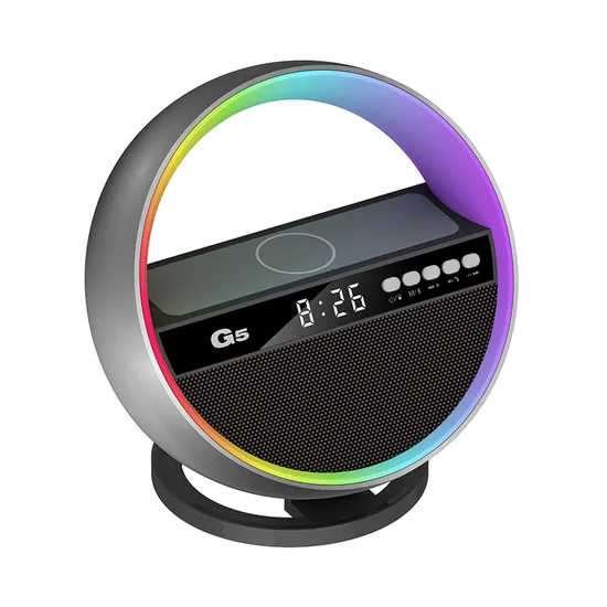 Support Wireless Charging USB TF Card RGB Light Alarm Small Mini Round FM Radio Portable Phone Speaker