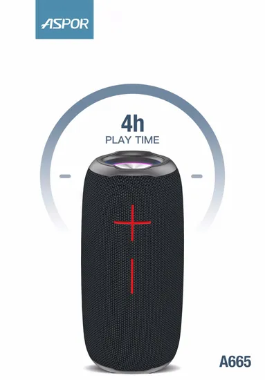 Aspor Mini Size Speaker Input 5V Playing Time 4 Hours Black Color Speaker