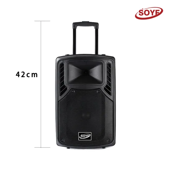 8 Inch Rechargeable Wireless Speaker Box with USB Bluetooth Wireless Microphones Trolley Speaker