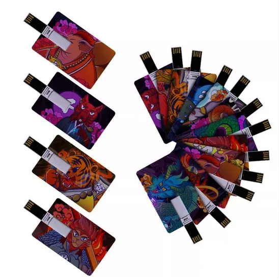 Promotional Custom Business Card Full Color Printing Gift Advertising 8GB 16GB 32GB 64 GB 128GB 256 GB Plastic Pendrive 16GB Credit Card USB Flash Disk