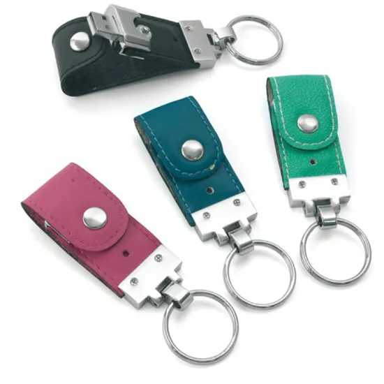 Customized Leather USB Flash Drive + Key Chain Promotional Gift (KU-008U)