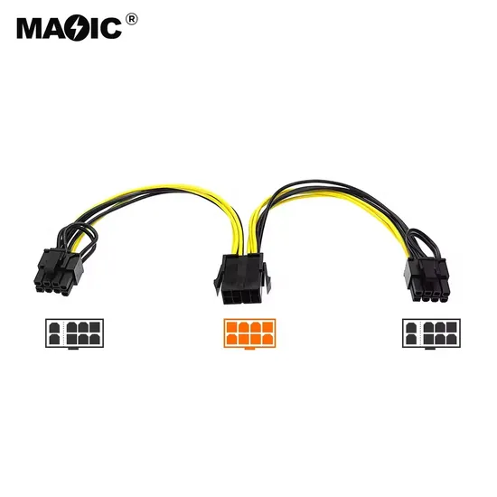 Cheaper Price 20cm EPS 12V CPU 8 Pin Female to Dual 6 2 Pin Male PCI-E PCI Express Power Supply Splitter Cable