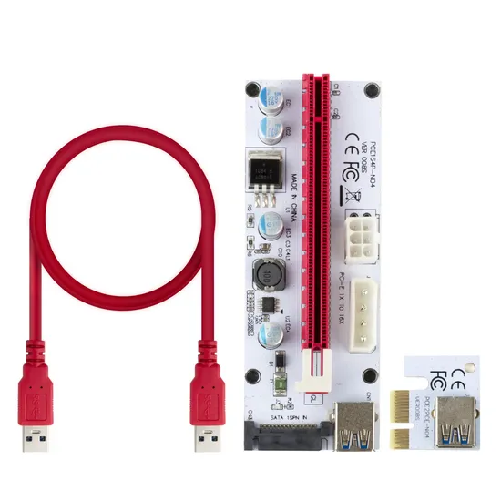 Stock Ver 008s Pcie 1X to 16X SATA 6pin/4pin Pcie PCI Riser Card