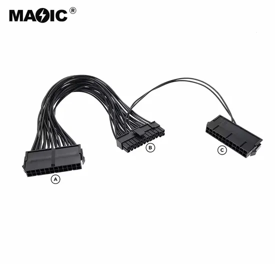 Hot Selling ATX 24 Pin Molex Power Supply Sync Starter Dual PSU Power Supply Adapter Cable for Motherboard