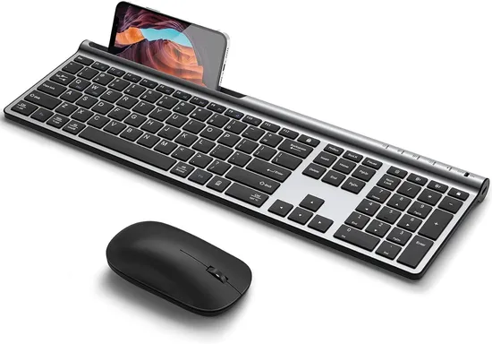 Wholesale Rechargeable Full Size Mulit-Device (Bluetooth 5.0+3.0+2.4G) Bluetooth Wireless Keyboard and Mouse Combo Set for Mac OS/Ios/Windows/Android (Black)