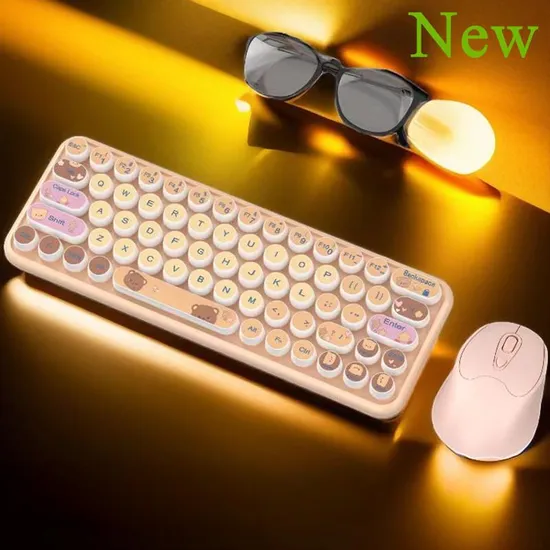 Girl′s Office Wireless Bluetooth Keyboard and Mouse Set with Gradient Color Computer Notebook Film Keyboard